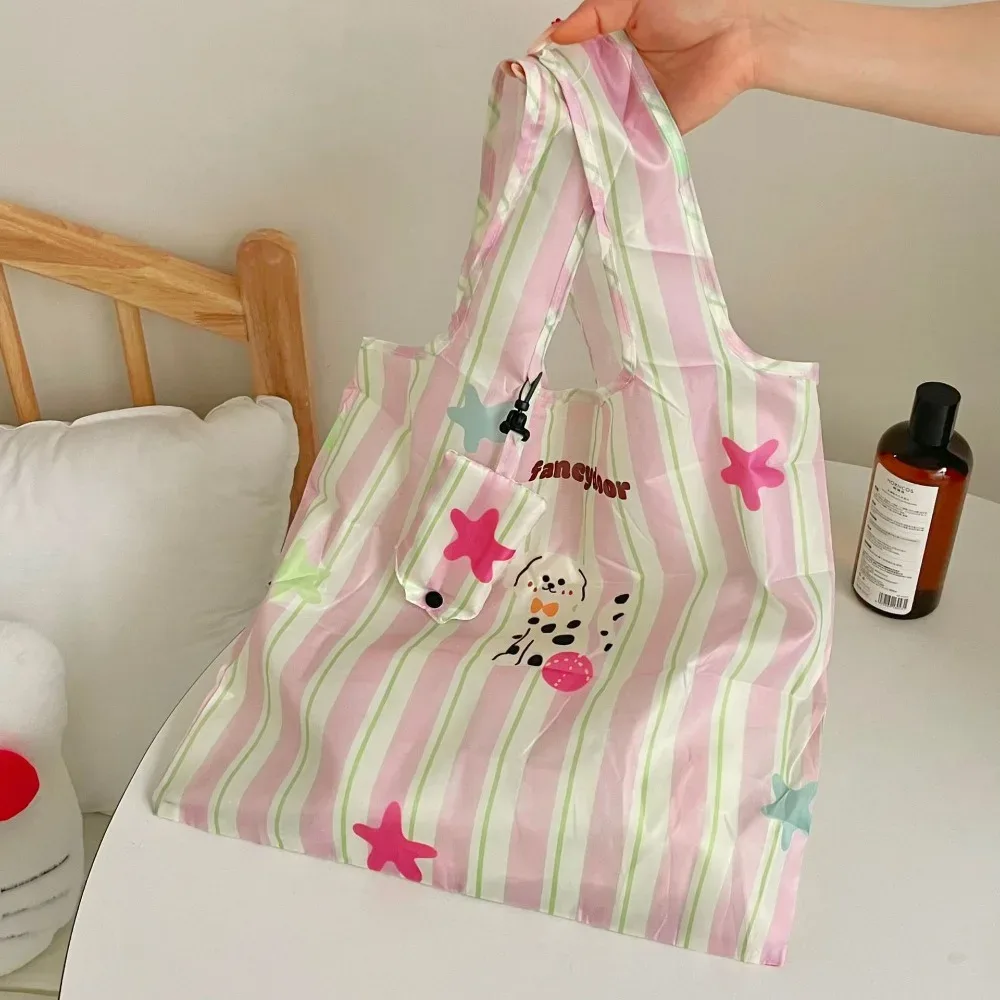 sac de courses pliable en nylon créatif, sacs de rangement, fourre-tout, sac écologique de dessin animé, sac d'épicerie de voyage étanche réutilisable, collation