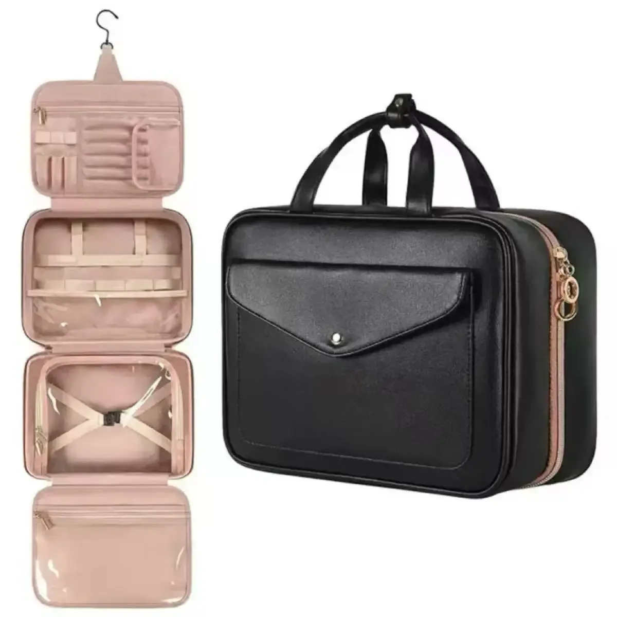 trousse de toilette suspendue de voyage pour hommes, grande boîte de rangement portable étanche pour femmes, trousse de maquillage cosmétique