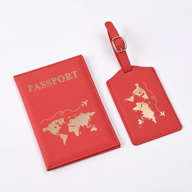 couvertures de passeport de modèle de carte d'unité centrale, ensemble d'étiquette de bagage, protecteur de passeport, étiquettes de bagage, portefeuille de passeport, clip de billet de vol, nouveau, 2024