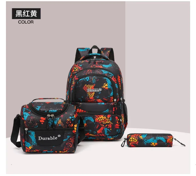 sacs d'école pour enfants pour garçons, ensemble de cartable, sac de livre primaire, sac à dos d'école avec sac à déjeuner, sac à dos de voyage étanche pour enfants 3 pièces