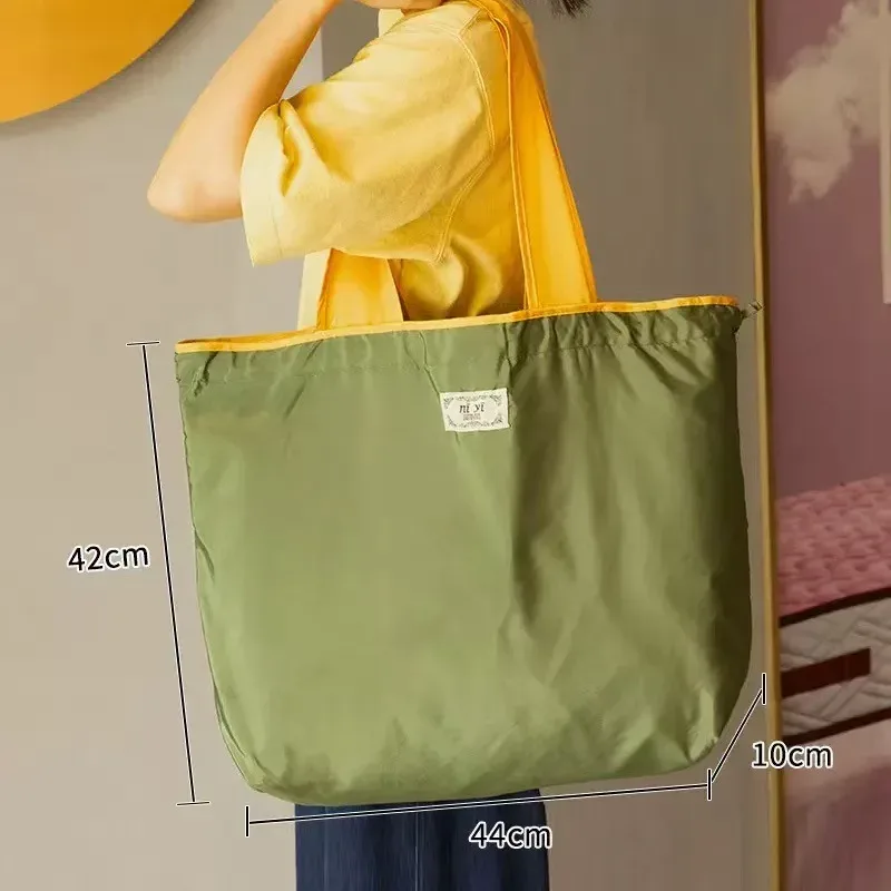 sac de shopping à cordon de serrage de grande capacité, nouveau style, sac de shopping pliable écologique, sac fourre-tout portable à bandoulière