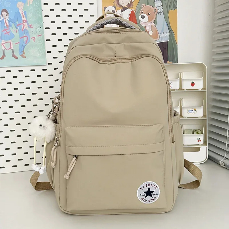 sac à dos décontracté de style universitaire, couleur bonbon, grande capacité, en nylon imperméable, pour l'école, les voyages et les ordinateurs