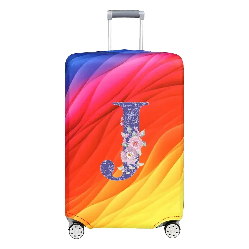 housse de protection pour bagages en tissu extensible, housse anti-poussière, anti-rayures, valise pour sac de 18 à 32 pouces, motif de lettres de fleurs violettes