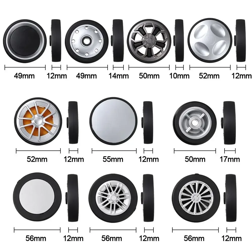 roues de remplacement avec vis pour bagages de voyage, valise, roues, essieux, kit de réparation 40/50/60mm, roulette silencieuse, bricolage, 2 pièces