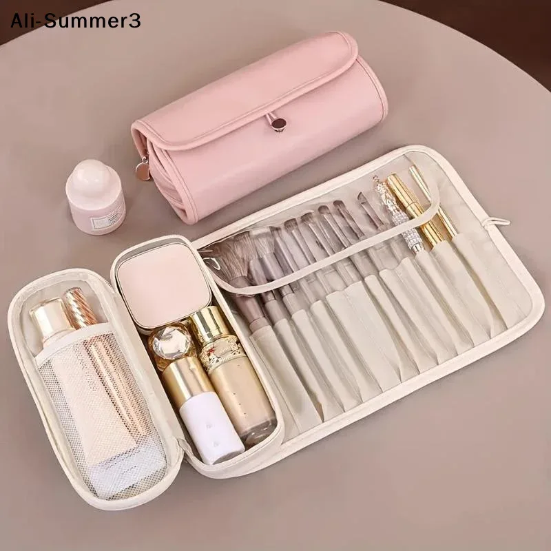 【av3】【y3s】sac de maquillage de grande capacité, sac de voyage pour pinceaux de maquillage pour femmes, sac de rangement de maquillage pliable et portable à la mode
