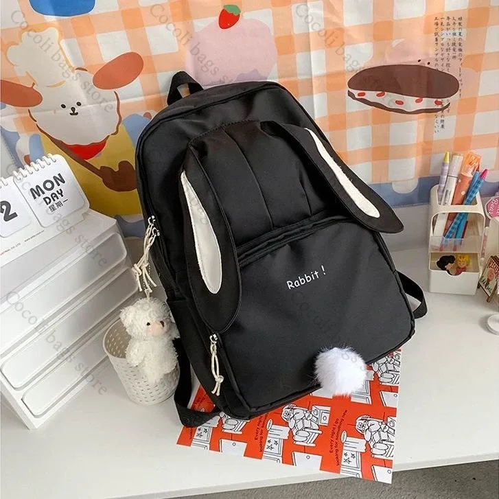 sac à dos oreilles de lapin kawaii pour filles, sac à dos d'école mignon pour filles, sac à dos à usage quotidien en nylon pour la rentrée scolaire