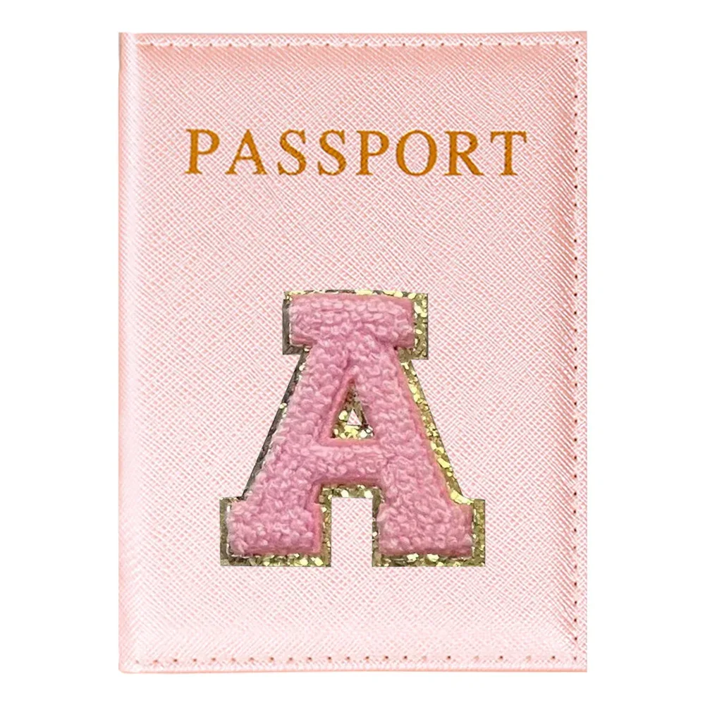 porte-passeport série lettres roses plan aérien accessoires de voyage couverture d'identité portable carte bancaire passeport affaires portefeuille en polyuréthane