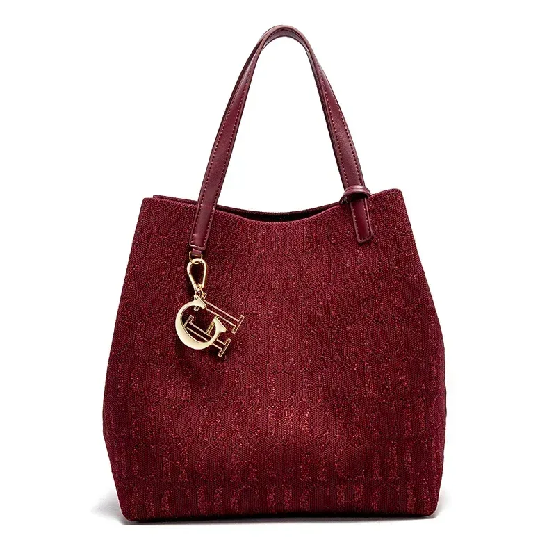 sac à main pour femme ch, grande capacité, simple, pour les trajets quotidiens, polyvalent, couleur unie, design imprimé avec des lettres, sac à bandoulière