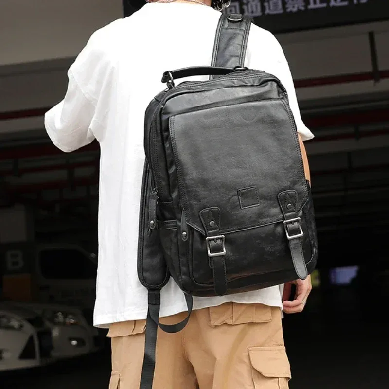 sac à dos de voyage de grande taille pour hommes, sacoche pour ordinateur portable de 14 pouces, sac à dos décontracté en cuir solide pour étudiants, nouvelle collection