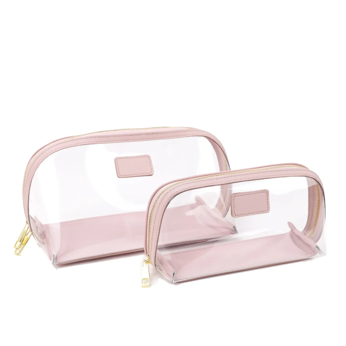 ensemble de sacs à cosmétiques de voyage en cuir véritable personnalisé, sac de rangement étanche pour pinceaux de maquillage, sac à cosmétiques portable transparent en pvc tpu