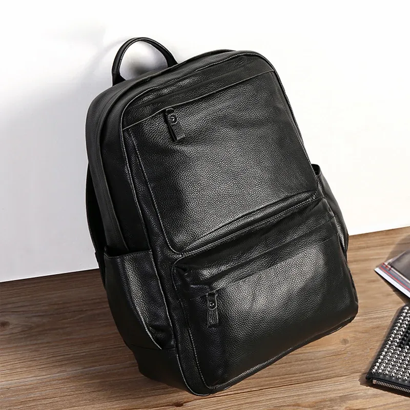 sac à dos en cuir véritable pour homme, peau 100% naturelle, grande capacité, sac pour ordinateur portable 15.6 ", sacs de voyage pour homme, sac d'école pour adolescent