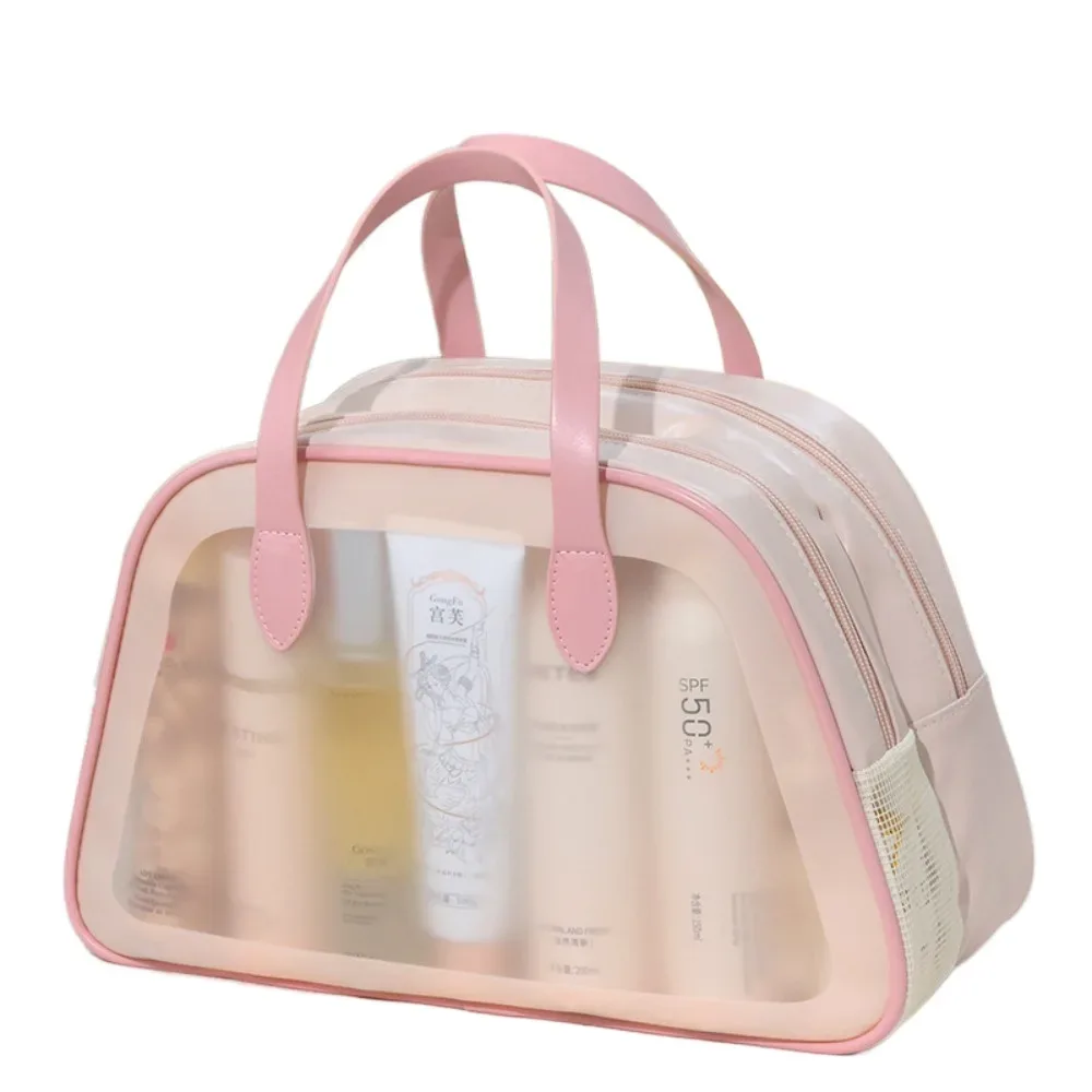 sac de toilette imperméable pour la natation et les voyages, double couche, grande capacité, sac cosmétique multifonctionnel en pvc, sac de rangement pour maquillage pour femmes