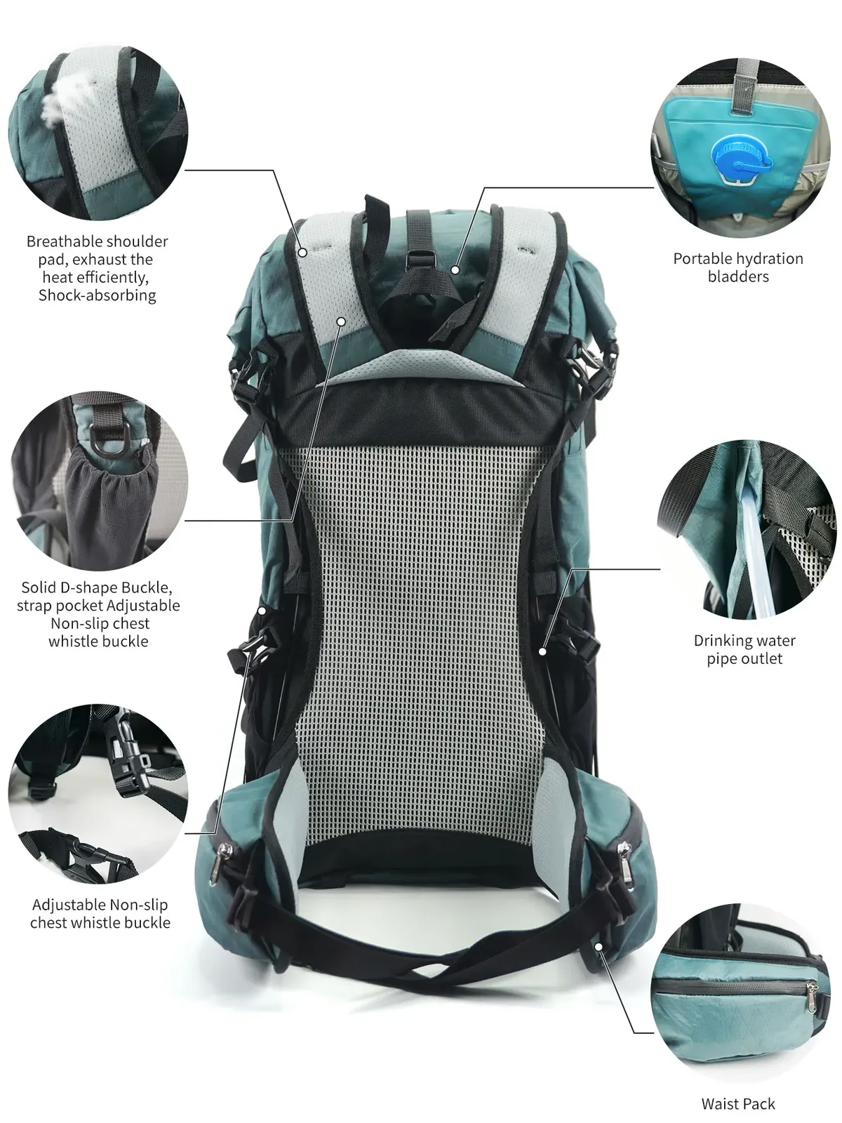 sac à dos de camping de randonnée en plein air 40l, grande capacité, sac d'escalade étanche, équipement de voyage pour hommes et femmes, nouveau sac à dos 2024