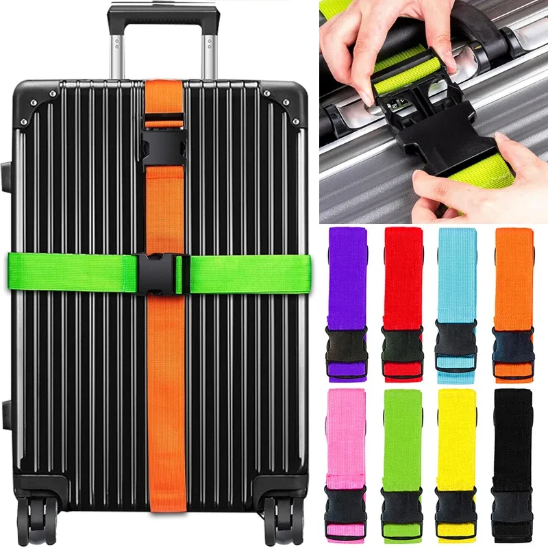 NOUVEAU Sangles de bagage droites pour valise, ceinture de bagage avec boucle de déverrouillage réglable, accessoire de voyage facilement identifiable