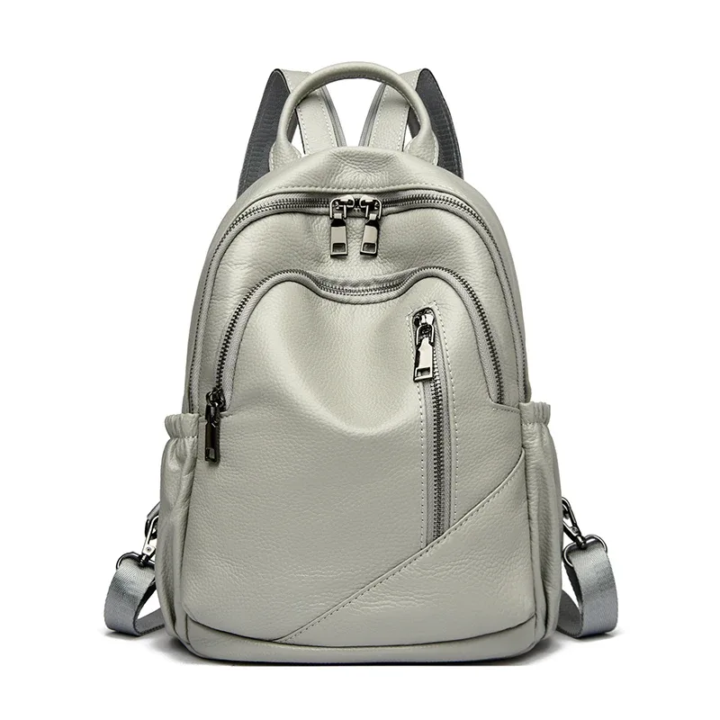 sac à dos en cuir de vache véritable, grande capacité, à la mode, pour femmes, sac à dos de haute qualité en cuir véritable, sac à bandoulière, sacoche