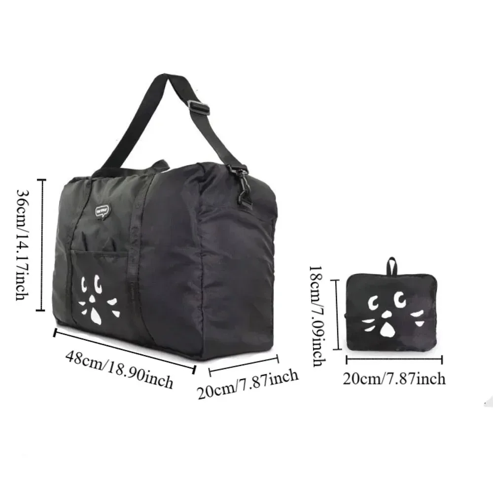 sac à bandoulière en tissu nylon chat de dessin animé, sac de séparation humide et sec, sac de voyage en nylon, sac de rangement portable et durable pour salle de sport