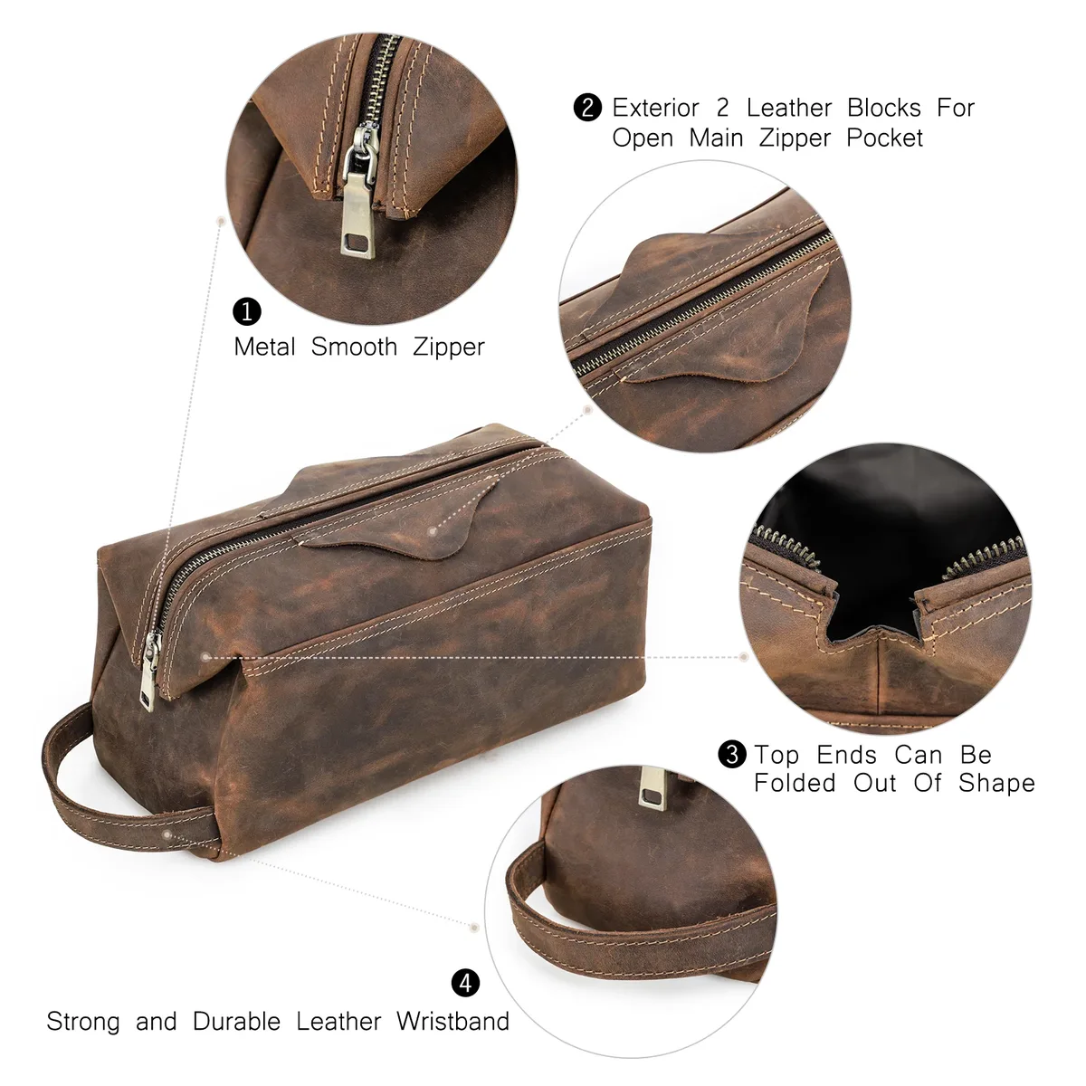 trousse de toilette en cuir véritable pour hommes et femmes, sac à cosmétiques, trousse de toilette de voyage, sacs de rangement, sac à main pour kit de maquillage, homme