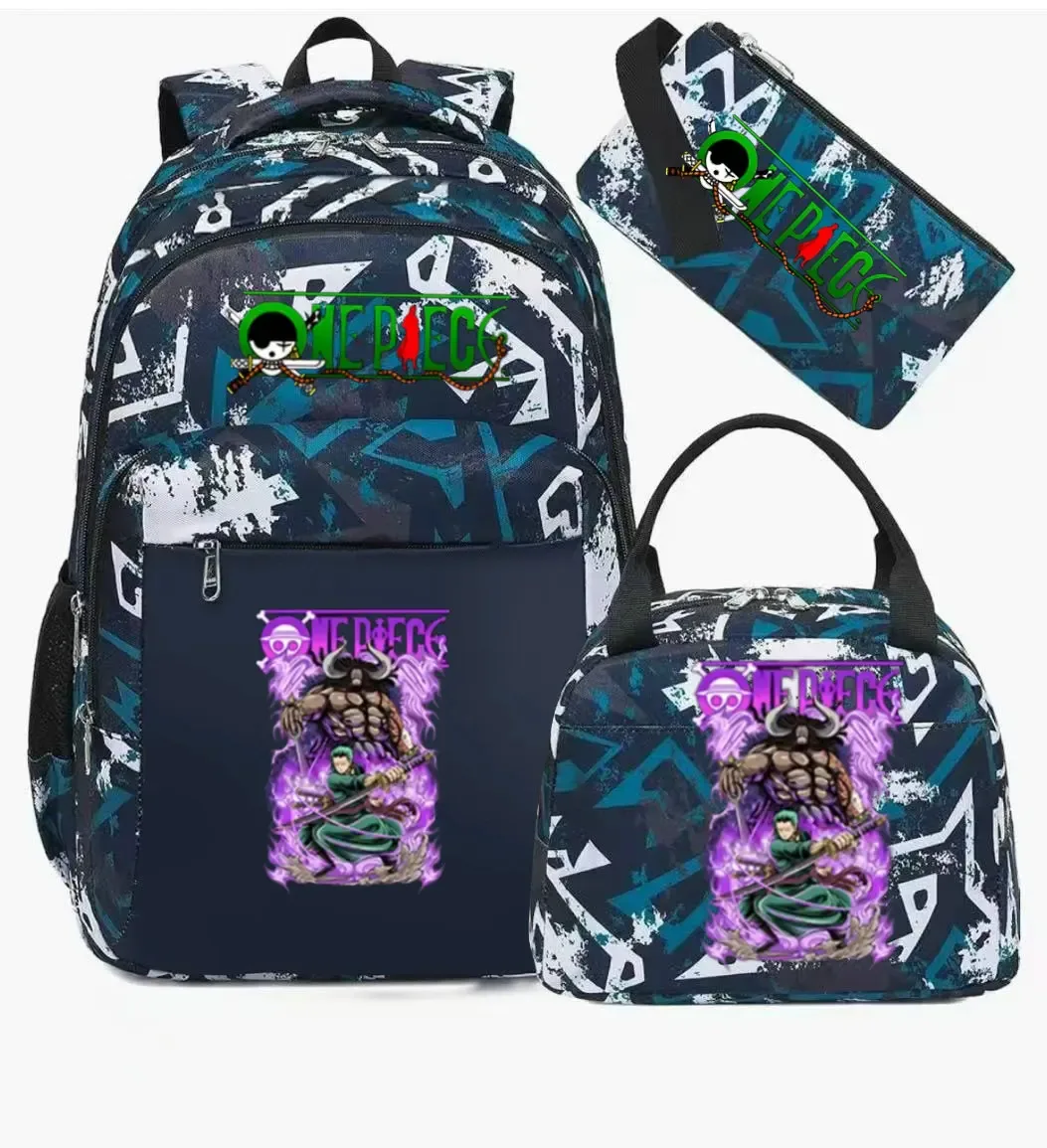 sac à dos one piece 3 pièces camouflage pour adolescents, sacs d'école pour ordinateur portable, sacs de voyage pour collégiens/lycéens, mochilas