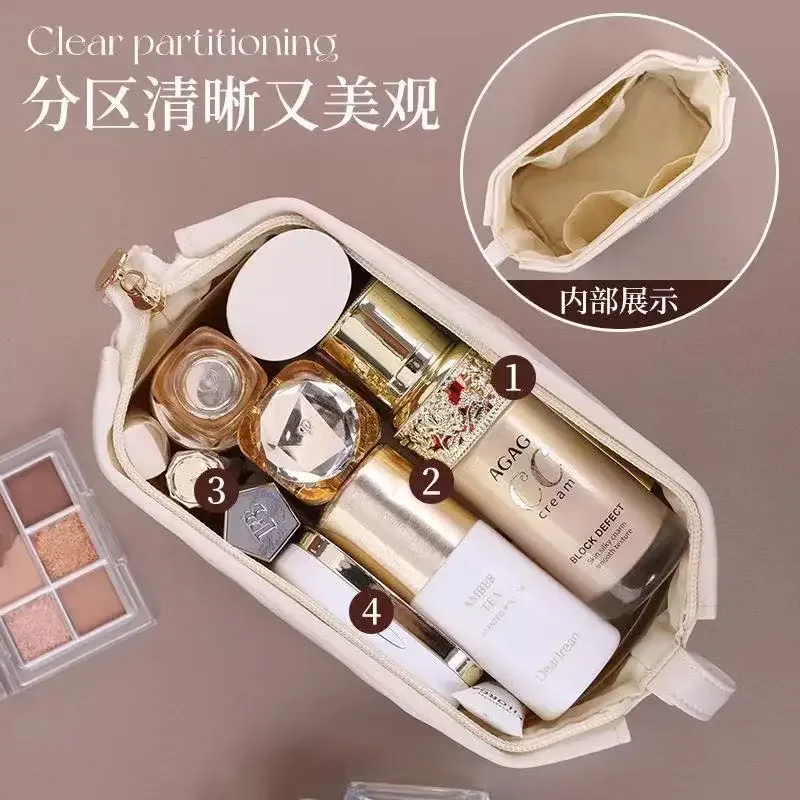 trousse de maquillage à main pour femmes, sac à cosmétiques de voyage de grande capacité, trousse de toilette portable pour voyages d'affaires, organization de cosmétiques
