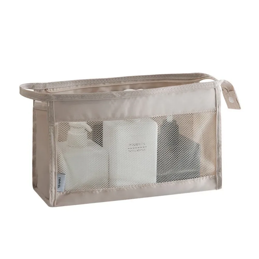 nouvelle trousse de toilette à fermeture éclair, pochette à maquillage en maille portable, sac en maille multifonctionnel de grande capacité, camping