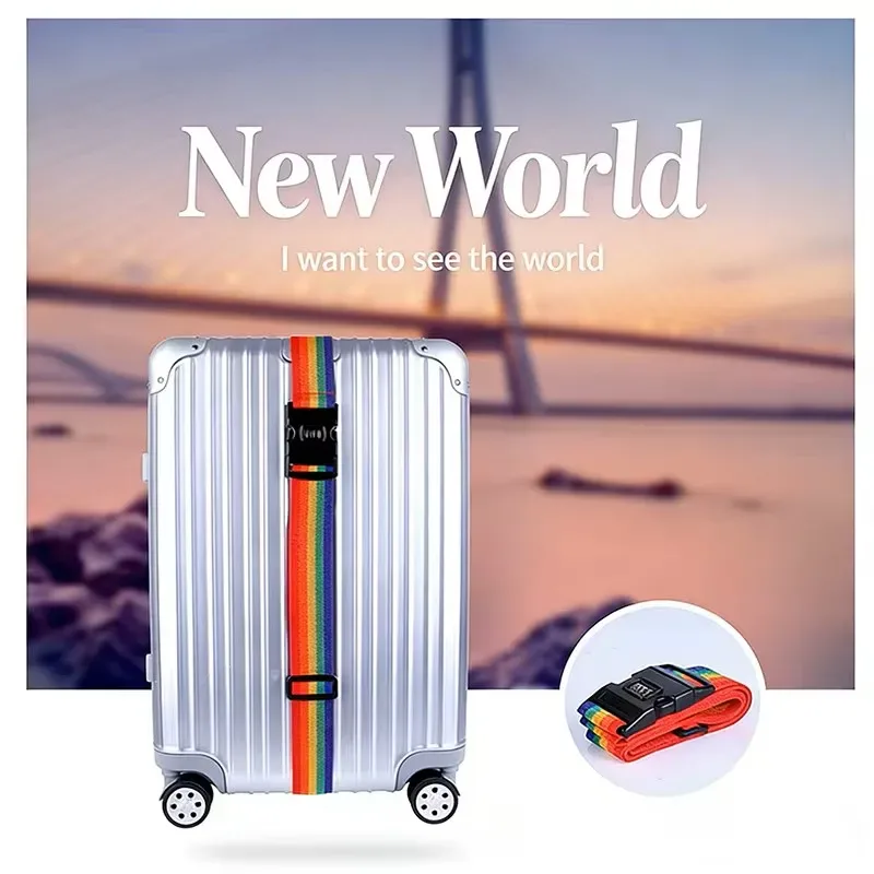 1 sangle de bagage de voyage avec cadenas à code, réglable, légère, antivol, pour la sécurité des bagages