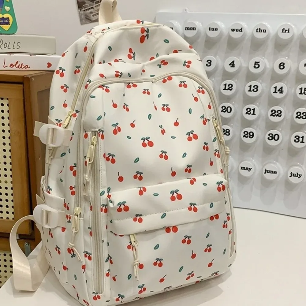 sac à dos à imprimé floral de grande capacité, multi-compartiments, multi-poches, motif nœud, sac d'école imperméable, sac à dos épaissi pour voyage