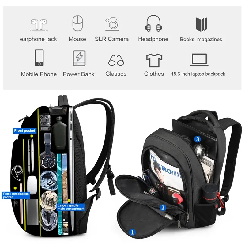 tigernu sac à dos grande capacité 15.6 pouces sac à dos pour ordinateur portable anti-vol hommes sac à dos collège cartable voyage sac à dos pour hommes