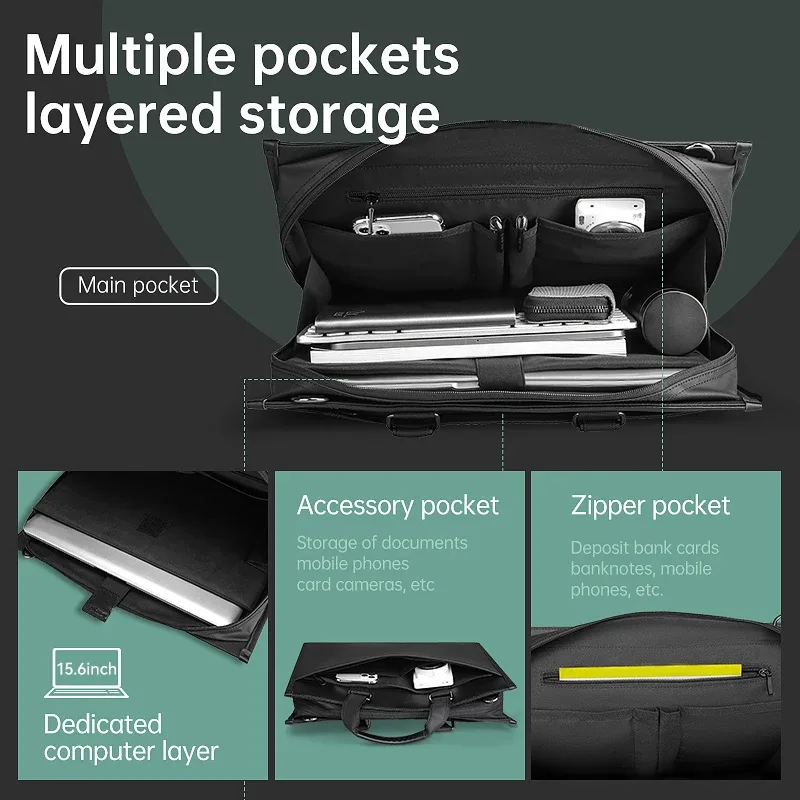 mark ryden sleek business briefcase sac pour ordinateur portable de 15,6 pouces résistant à l'eau avec fermeture éclair ykk