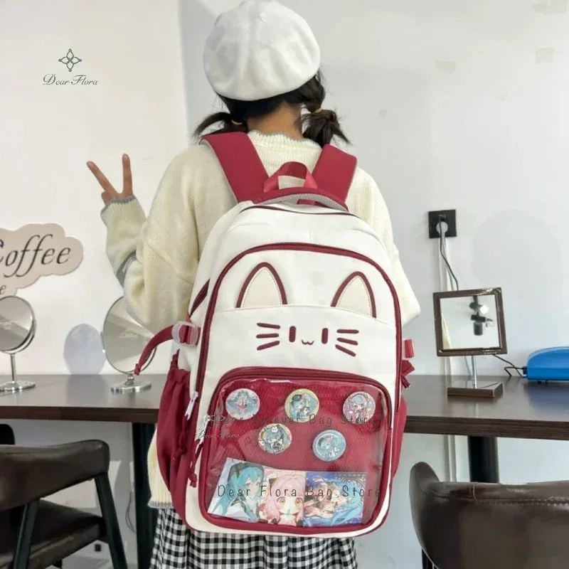 sacs à dos y2k mignons pour filles, grande capacité, décontractés, transparents, à personnaliser, style dessin animé, tendance, pour voyage et école