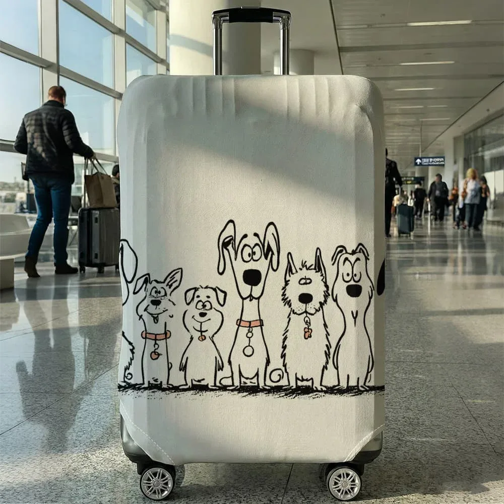 housse de protection pour bagages à motif de chien, adaptée aux bagages de 18 à 32 pouces, avec poignées, accessoires de voyage