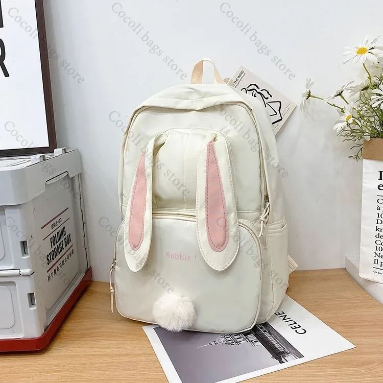 sac à dos oreilles de lapin kawaii pour filles, sac à dos d'école mignon pour filles, sac à dos à usage quotidien en nylon pour la rentrée scolaire