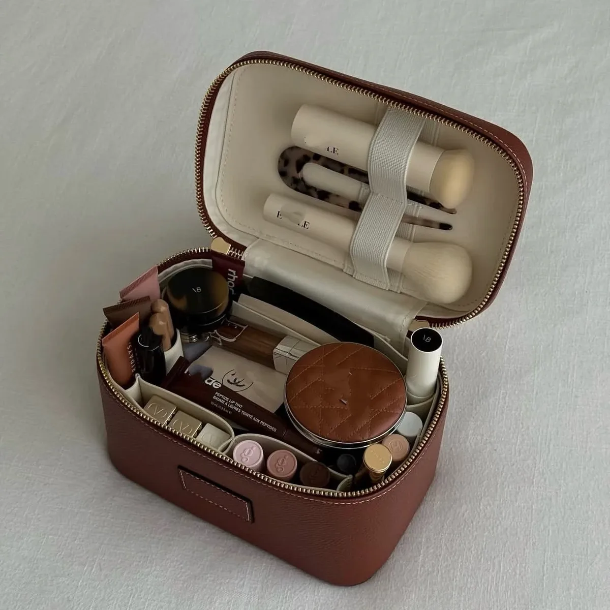 trousse de toilette de voyage personnalisable en cuir saffiano pour femme, sac de rangement portable suspendu pour maquillage et cosmétiques