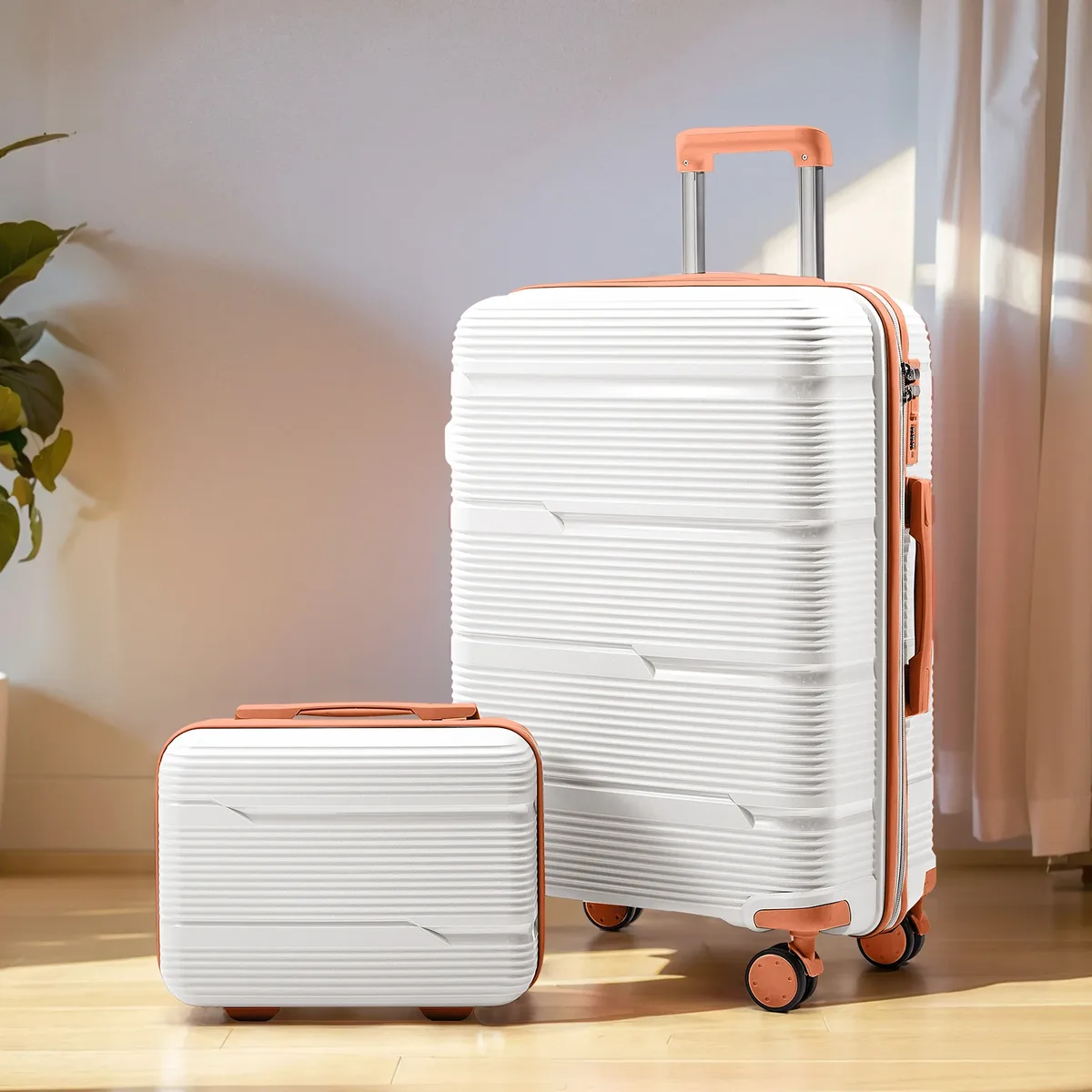 valise de voyage à roulettes, valise d'embarquement à main, ensemble de cabine avec étui à cosmétiques, roues tournantes, valise à roulettes de voyage, 13 ", 20"