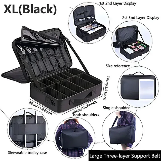 trousse à cosmétiques de grande capacité, boîte à outils de maquillage de manucure étanche, trousse de maquillage pour voyage, nouvelle trousse de maquillage professionnelle pour outils de tatouage
