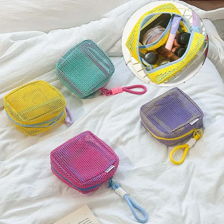 sac de rangement dopamine à la mode, voyage d'affaires, sac de maquillage portable en maille de grande capacité, rouge à lèvres, écouteurs, porte-monnaie
