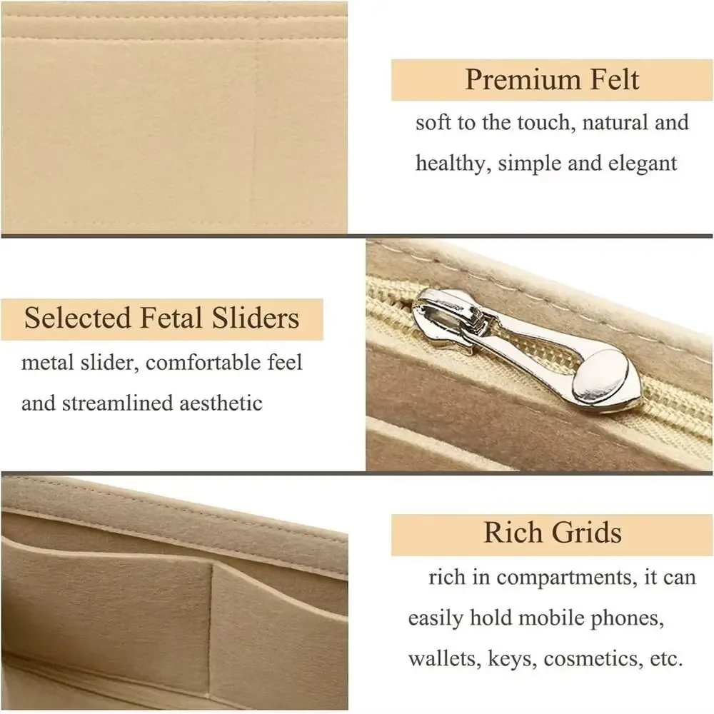 sacs de rangement durables, 1 pièce, sac d'insertion en feutre, sac de voyage portable, sac multi-poches, organisateur pour mini sac longchamp