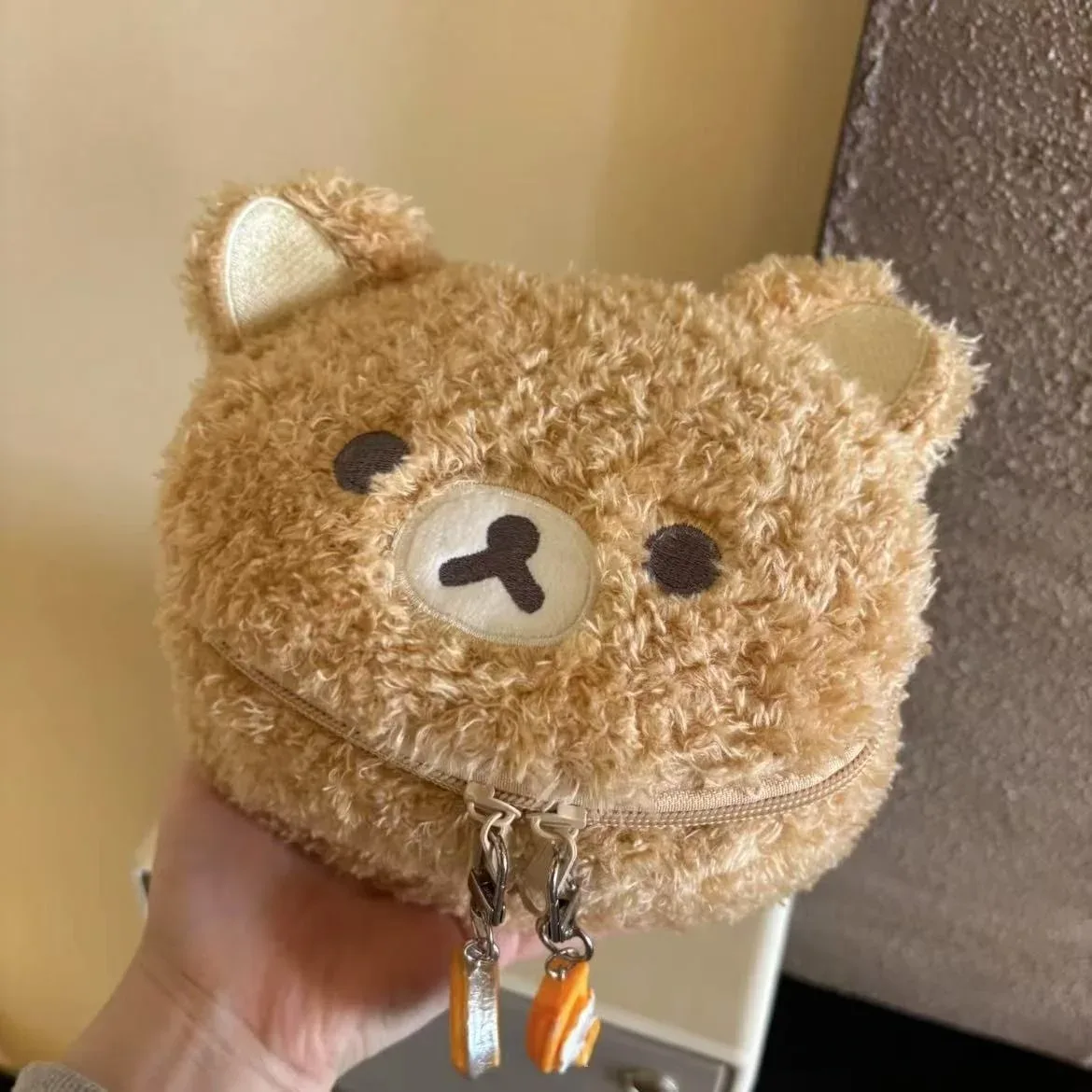trousse de maquillage en peluche ours anime relaxant, sac cosmétique mignon kawaii, organisateur de toilette, sac de rangement pour bijoux et appareil photo ccd, cadeau, ventes flash