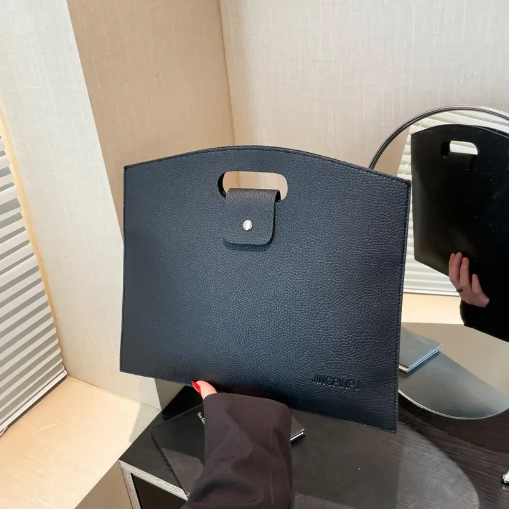 sac fourre-tout décontracté en pu pour documents de bureau, couleur unie, sac pour ordinateur portable, sac de fichiers, sac à main de grande capacité, porte-documents d'extérieur