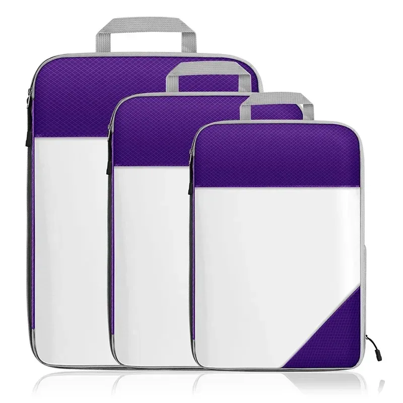 sac de rangement semi-transparent tup pliable et étanche pour voyage, ensemble de sacs de rangement portables pour bagages, matériau en nylon du menton continental
