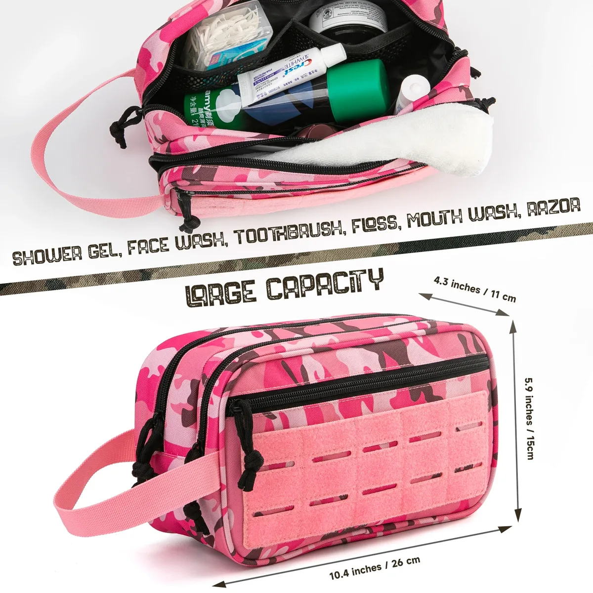 Trousse de toilette tactique pour femme, sac d'hygiène, pochettes Molle pour outils EDC, petite trousse de toilette, trousse de rasage pour homme, sac de voyage pour la douche