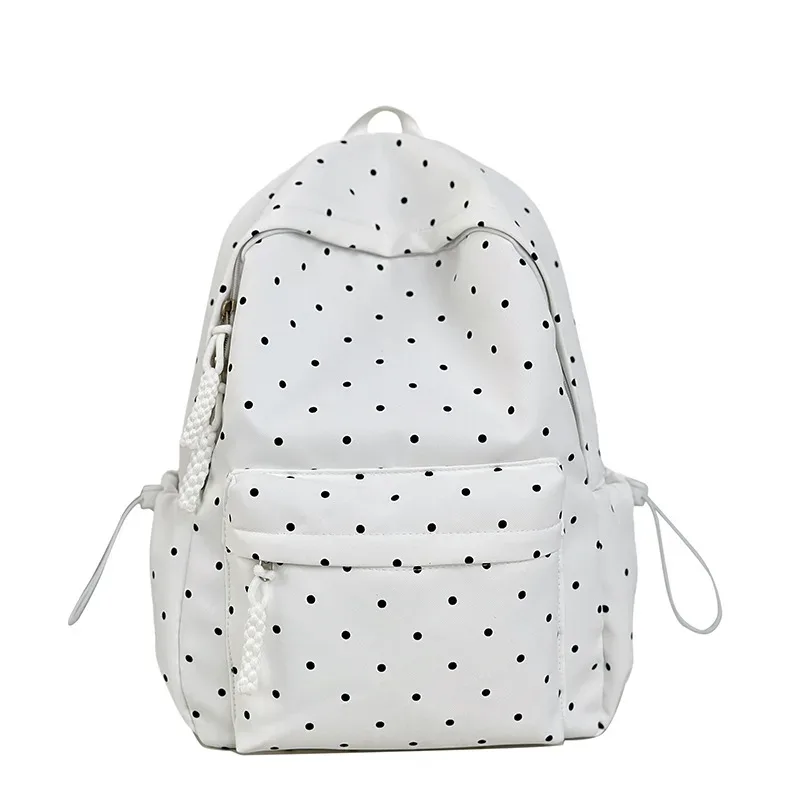 sac à dos scolaire coréen à pois grande capacité, sac à double bandoulière pour collégiens, sac à dos mignon style campus