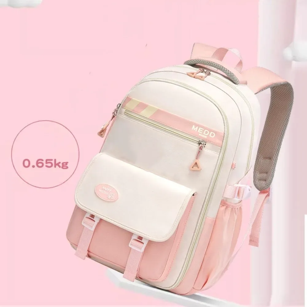sac d'école de grande capacité, sac à dos léger et étanche pour étudiants, soulagement du stress, sac à double sangle pour collégiennes et lycéennes