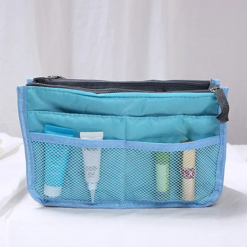 sacs à cosmétiques en nylon pour femmes, fourre-tout à double fermeture éclair, sac de maquillage, sac de rangement de produits de toilette, organisateur de maquillage de voyage en plein air pour filles