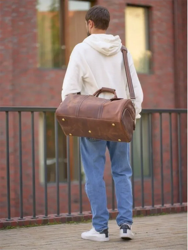 nasva sac de voyage en cuir pour hommes sac de sport en cuir vintage pour hommes sac à main sac à bagages sacs à bandoulière sacs de messager sac de week-end