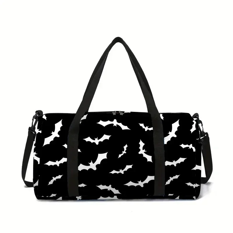 Sac de voyage blanc et noir grande capacité pour garçons et filles, meilleurs cadeaux, sacs de voyage plats 2D à motif de dessin animé, sacs à main pour enfants