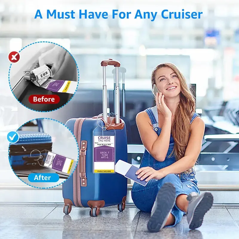 étiquettes de bagages transparentes en pvc, étanches, pour croisière, voyage, porte-clés à boucles en acier, étiquettes de bagages, 5 pièces