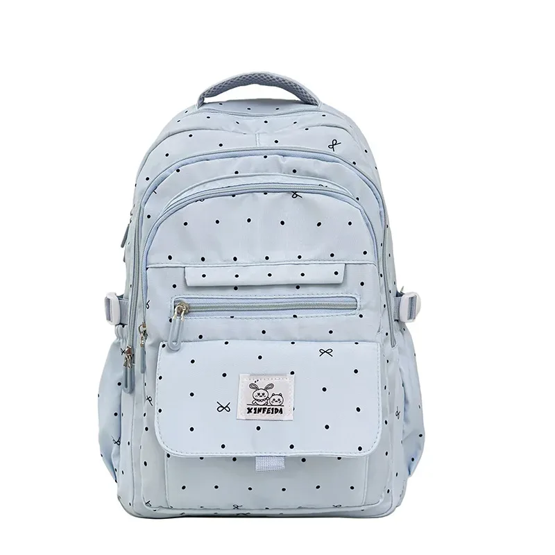 nouveau sac à dos tendance à nœud imprimé à pois pour femme, sac d'école mignon pour lycéennes, sac à dos décontracté pour femme, sac de voyage pour ordinateur portable