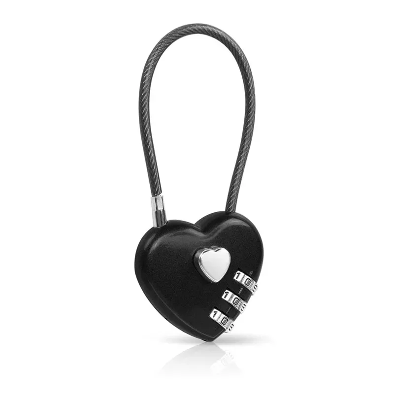 nouveau cadenas à combinaison à 3 chiffres en forme de cœur, cadenas à code pour sac, cadenas concentrique