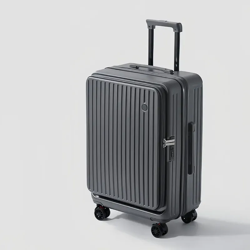 valise multifonctionnelle extensible à ouverture frontale avec porte-gobelet, crochet, frein, roues silencieuses et serrure à combinaison