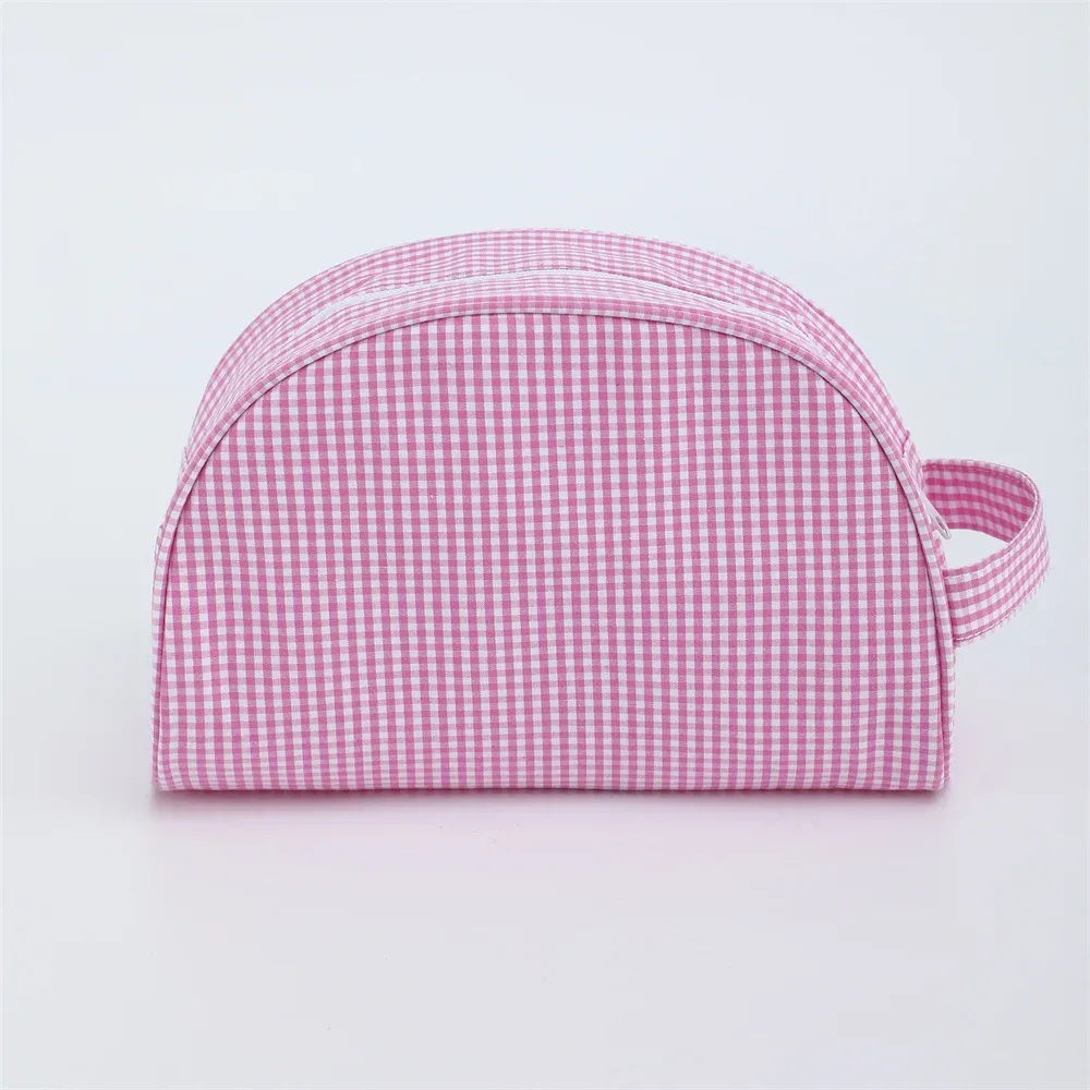 grand sac à main à carreaux pour femme, trousse cosmétique à carreaux, trousse de maquillage, trousse de toilette, poudres, rose, bleu, voyage
